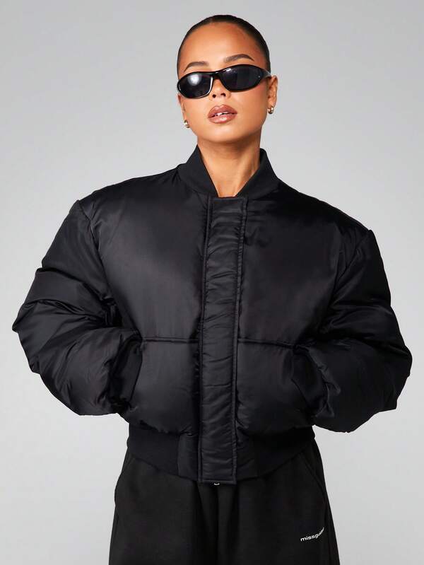MISSGUIDED Oversized Shoulder Pad Bomber Jacket