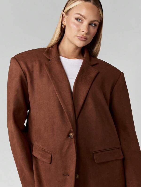 MISSGUIDED Oversized Single Button Blazer With Padded Shoulders