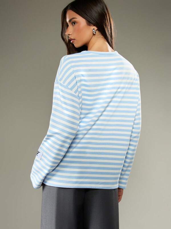 MISSGUIDED Oversized Stripe T-Shirt With Long Sleeves