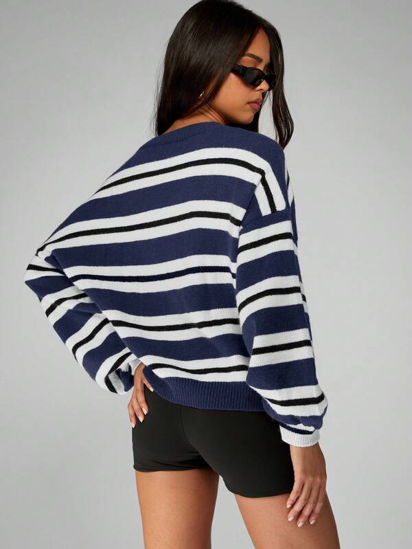 MISSGUIDED Oversized Striped Boxy Knit Jumper
