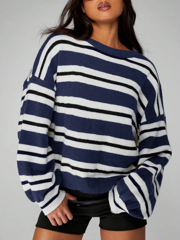 MISSGUIDED Oversized Striped Boxy Knit Jumper