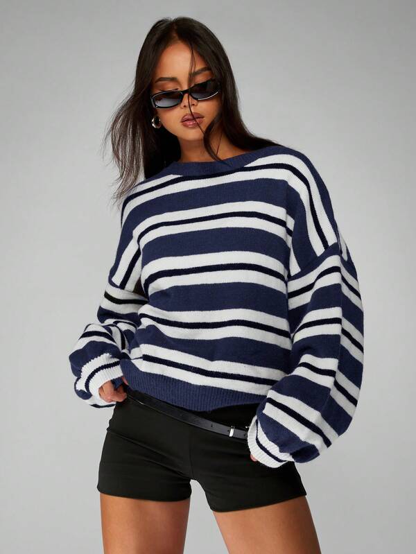 MISSGUIDED Oversized Striped Boxy Knit Jumper