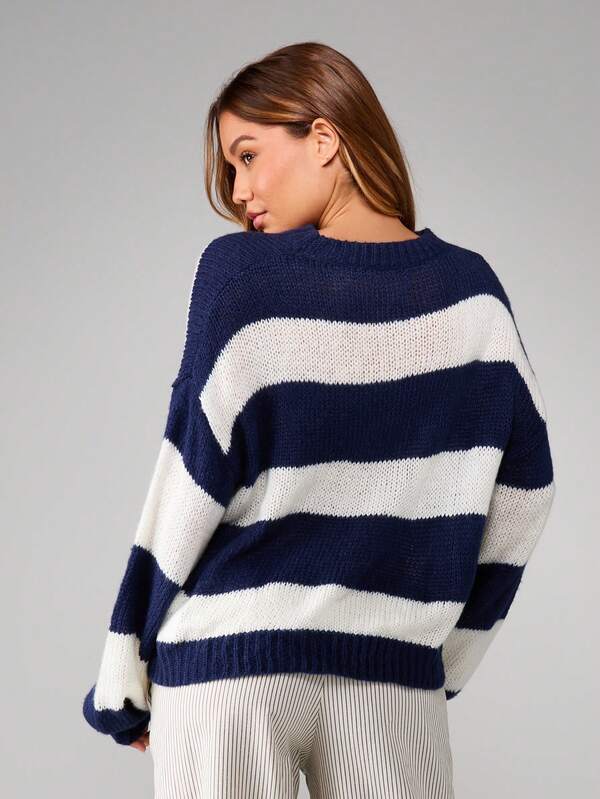 MISSGUIDED Oversized Striped Knit Pullover With Long Sleeves