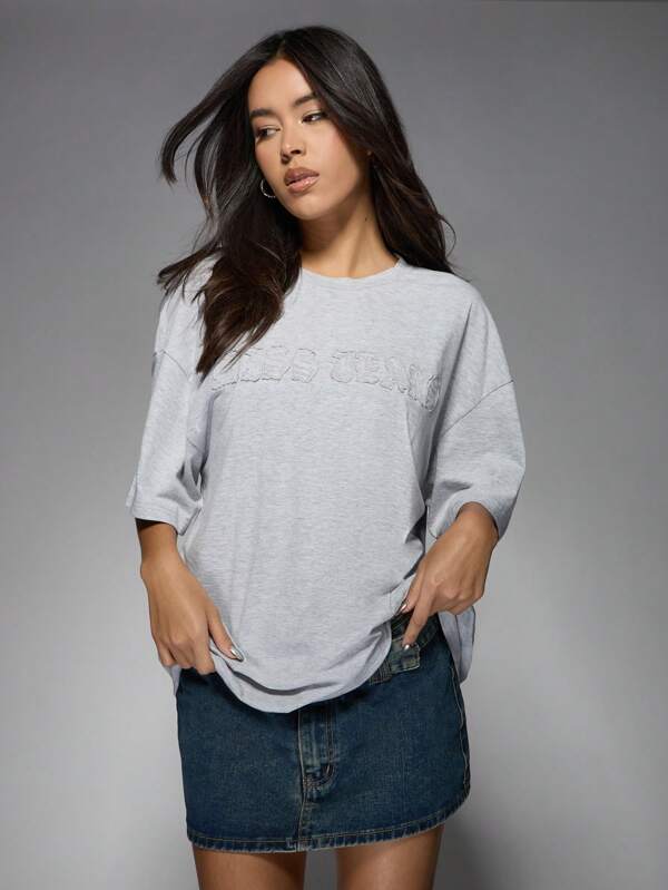 MISSGUIDED Oversized T-Shirt With Applique Graphic Unisex