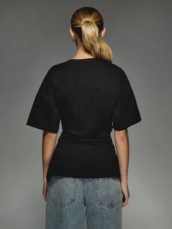 MISSGUIDED Oversized T Shirt With Cinched Waist Design