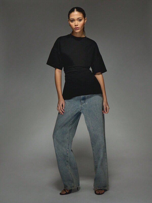 MISSGUIDED Oversized T Shirt With Cinched Waist Design