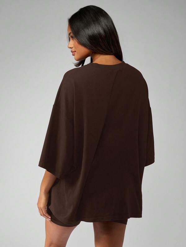 MISSGUIDED Oversized Tee And Biker Shorts Set With Wide Sleeves