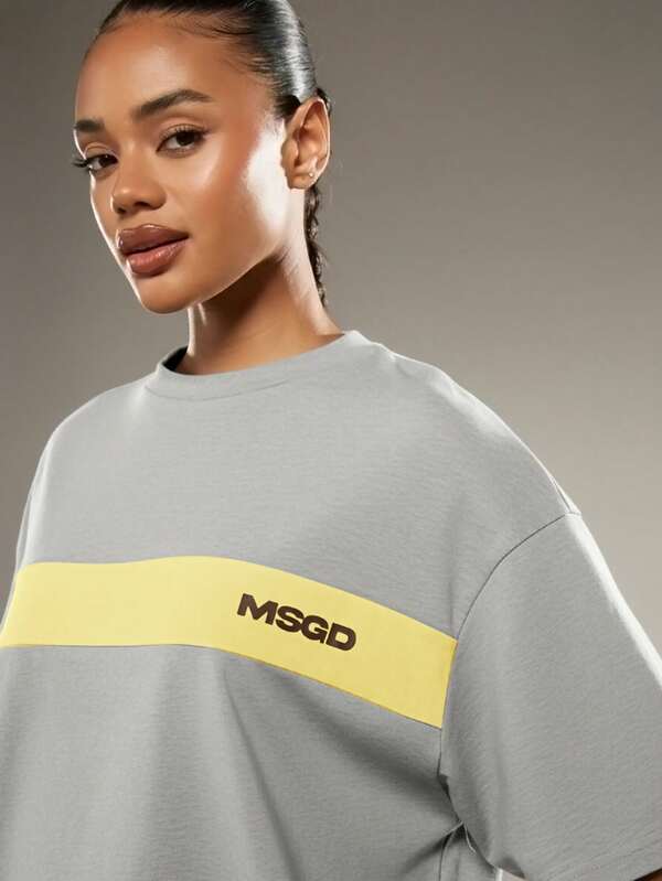 MISSGUIDED Oversized Tee With Chest Stripe Logo
