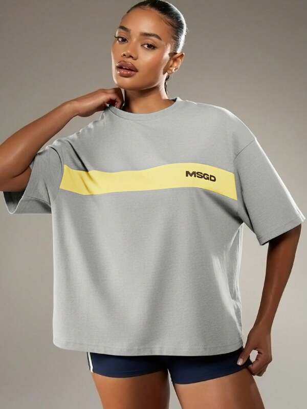 MISSGUIDED Oversized Tee With Chest Stripe Logo