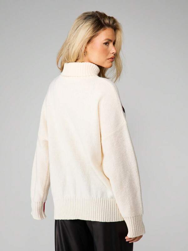 MISSGUIDED Oversized Turtleneck Sweater With Contrast Striping