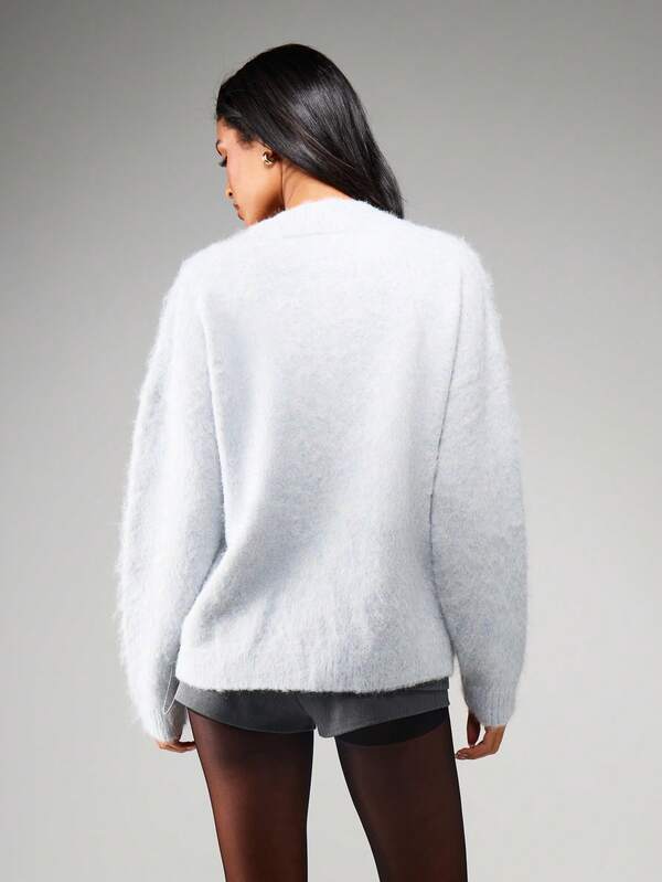 MISSGUIDED Oversized V-Neck Cardigan With Gold Buttons