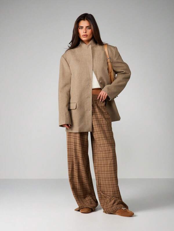 MISSGUIDED Oversized Wool Boxy Blazer With Lapel