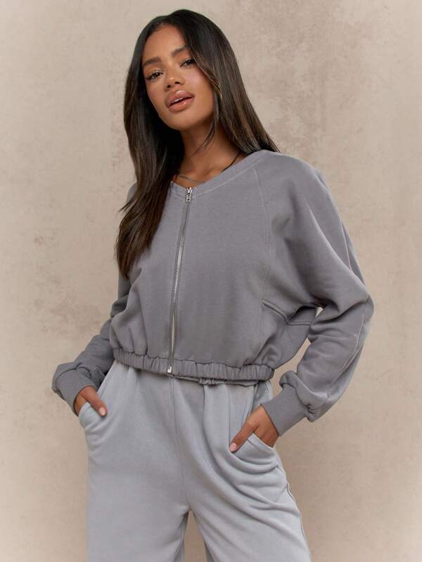 MISSGUIDED Oversized Zip Through Bomber Jacket