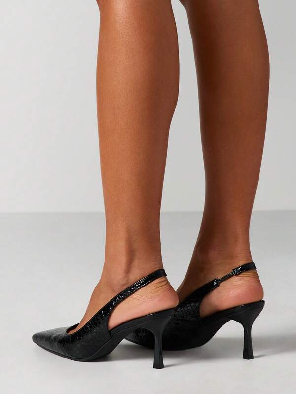 MISSGUIDED Patent Leather Pointed Toe Slingback Pumps