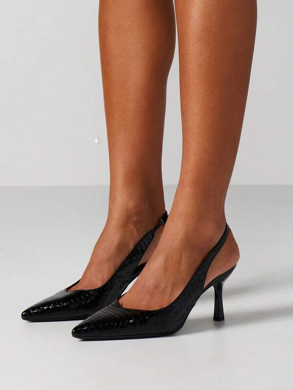 MISSGUIDED Patent Leather Pointed Toe Slingback Pumps