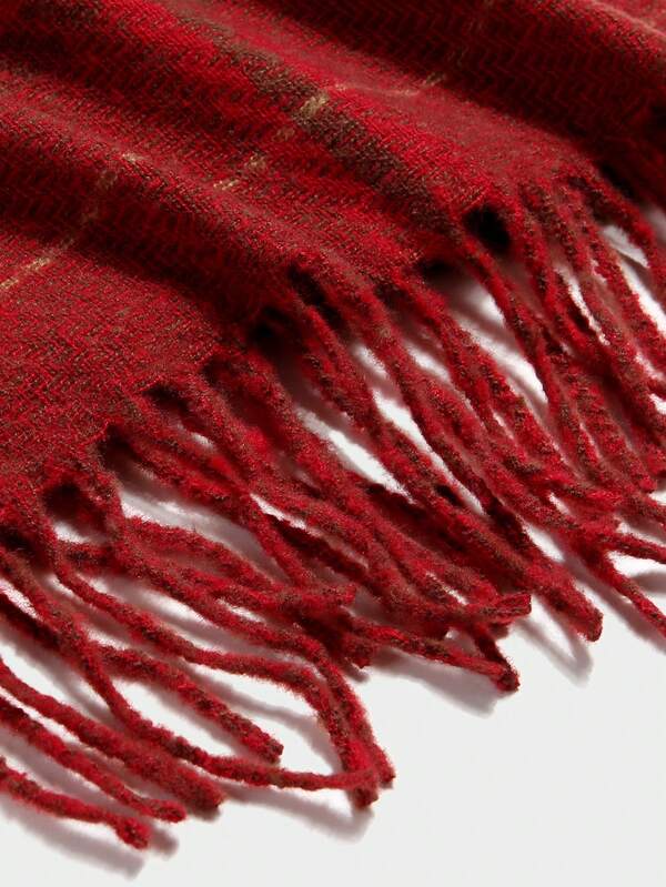 MISSGUIDED Plaid Scarf With Fringe Tassels