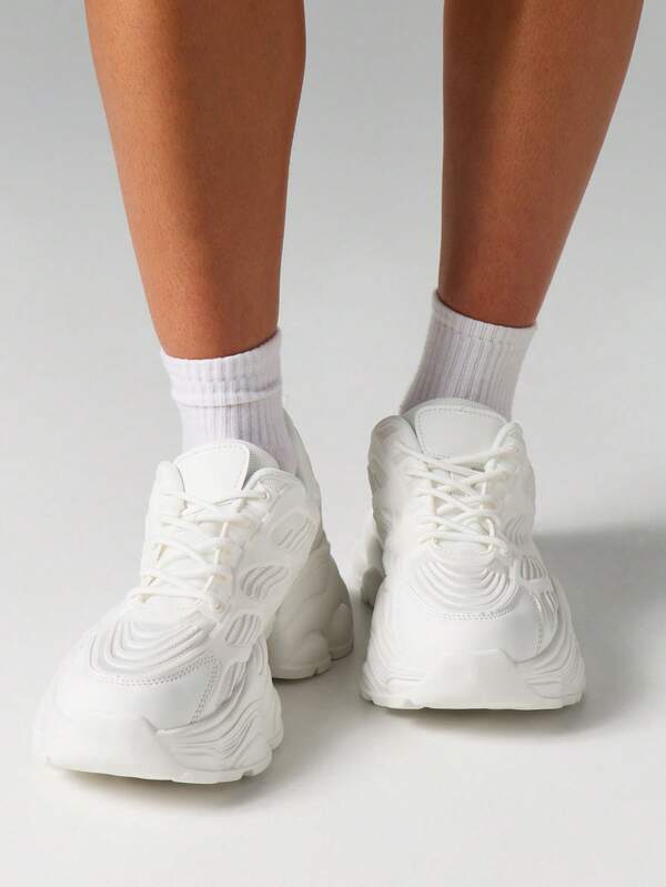 MISSGUIDED Platform Wedge Sneakers With Lace Up