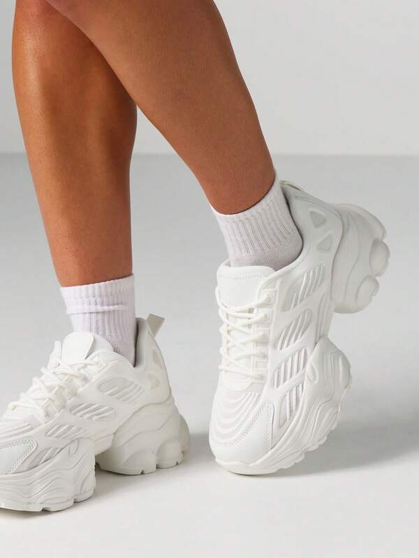 MISSGUIDED Platform Wedge Sneakers With Lace Up