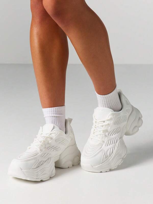 MISSGUIDED Platform Wedge Sneakers With Lace Up