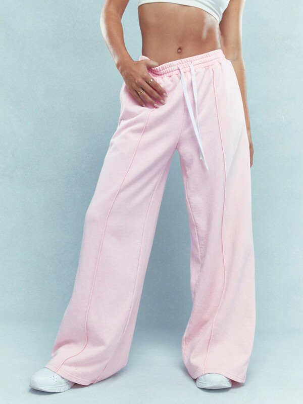 MISSGUIDED Pleat Stitch WIde Leg Sweatpants With Drawstrings Winter Wear