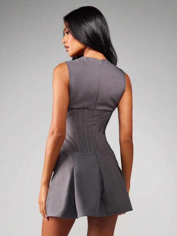 MISSGUIDED Plunge Neck Corset Mini Dress