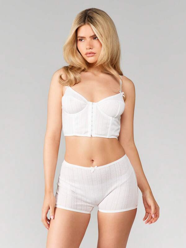 MISSGUIDED Pointelle Corset And Short Set