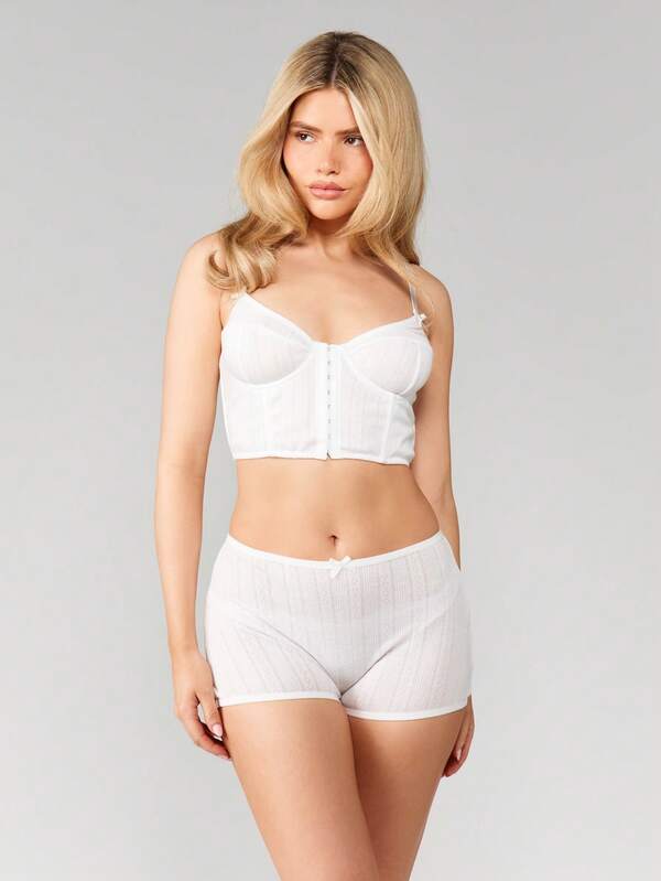 MISSGUIDED Pointelle Corset And Short Set