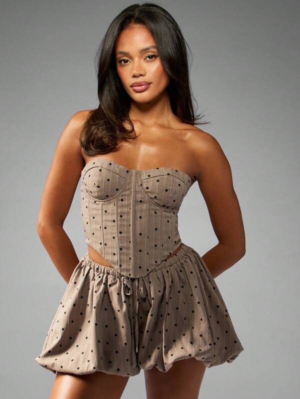 MISSGUIDED Polka Dot Bubble Hem Shorts With Corset Waist