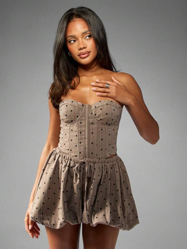 MISSGUIDED Polka Dot Bubble Hem Shorts With Corset Waist