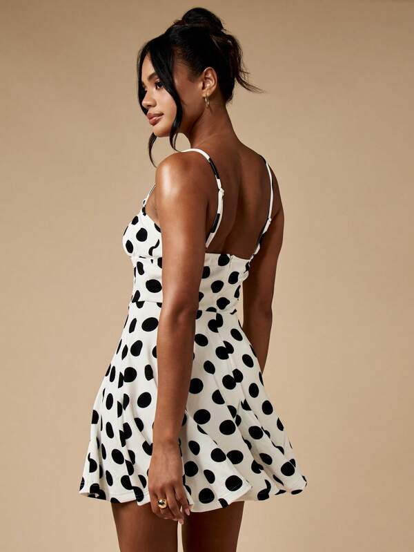 MISSGUIDED Polka Dot Mini Dress With Ruched Bust And Spaghetti Straps