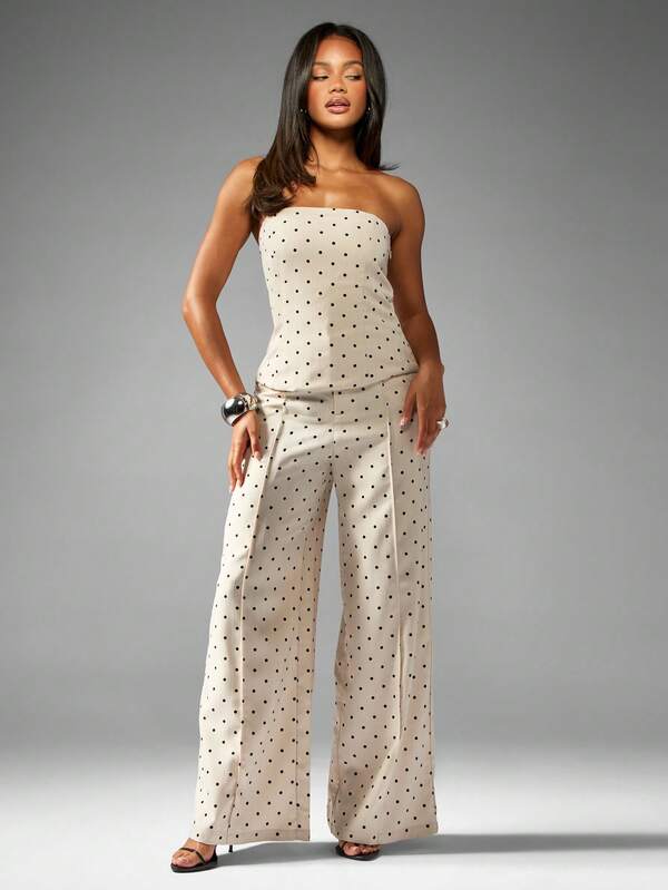 MISSGUIDED Polka Dot Wide Leg Palazzo Pants With Side Pockets
