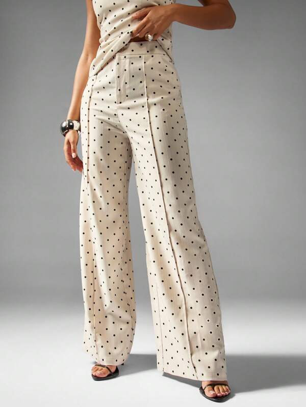 MISSGUIDED Polka Dot Wide Leg Palazzo Pants With Side Pockets