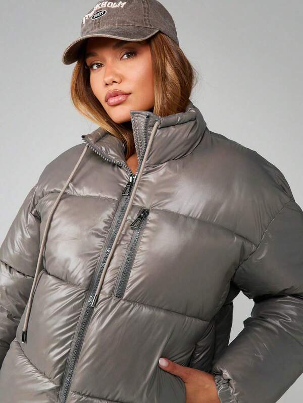 MISSGUIDED Quilted Puffer Coat With Hood