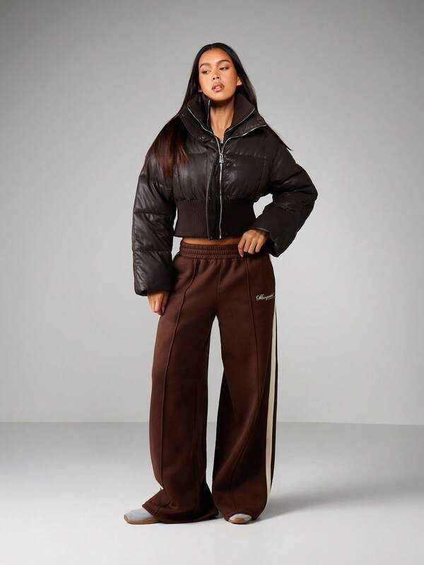 MISSGUIDED Quilted Puffer Coat With Ribbed Waistband