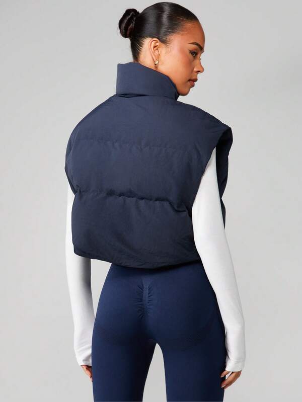 MISSGUIDED Quilted Puffer Vest With Stand Collar