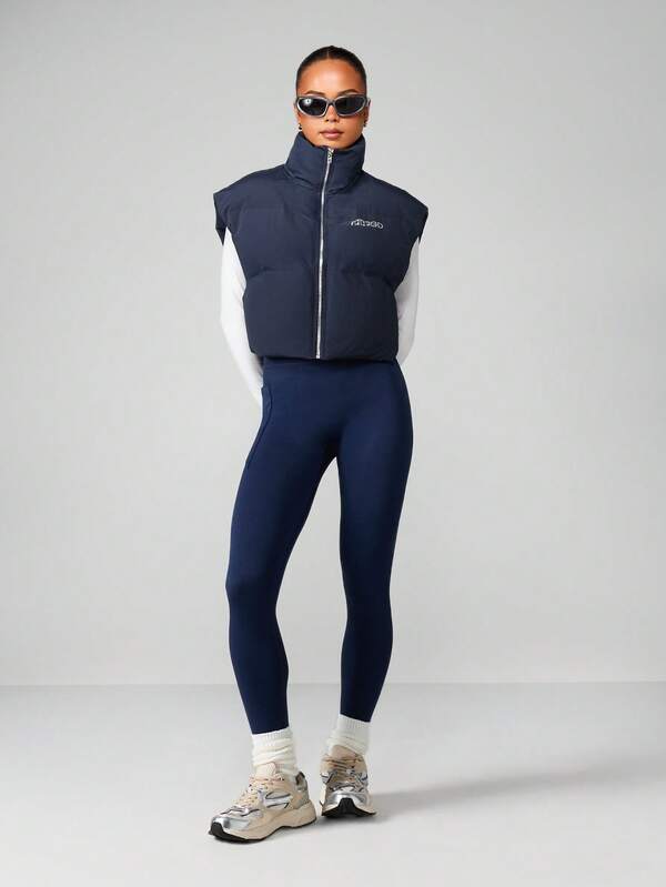 MISSGUIDED Quilted Puffer Vest With Stand Collar