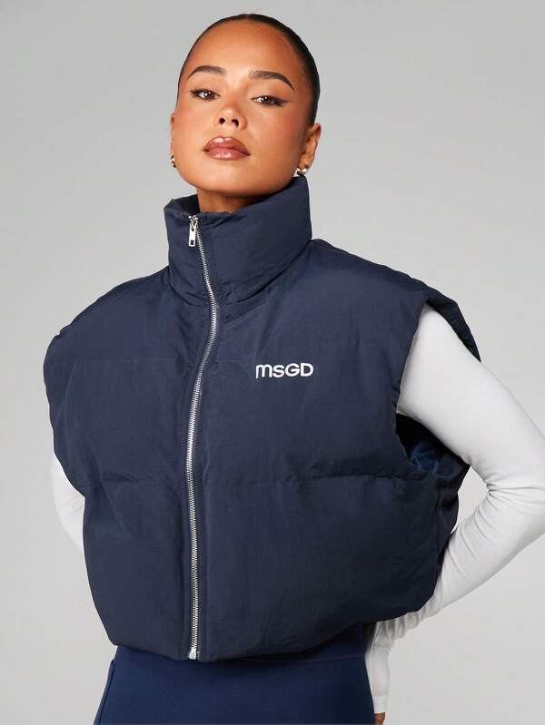 MISSGUIDED Quilted Puffer Vest With Stand Collar
