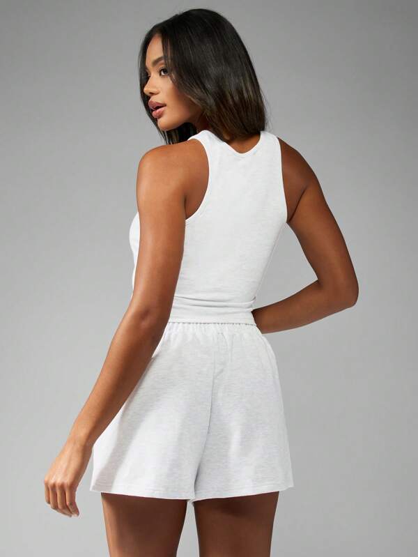 MISSGUIDED Racer Neck Vest And Wide Leg Shorts Two Piece Co Ord Set