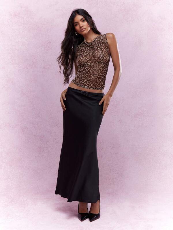 MISSGUIDED Rave Leopard Print See-Through Sleeveless Top