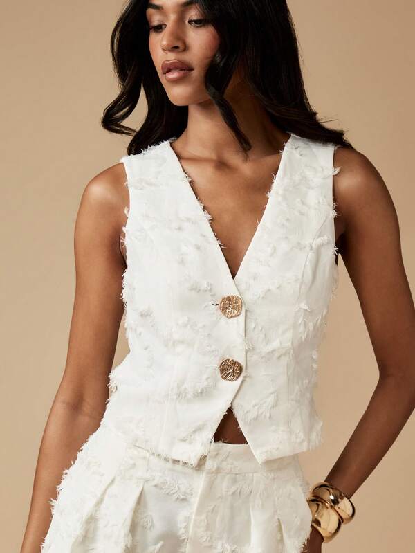 MISSGUIDED Raw Edge Woven Vest And Bermuda Shorts Co Ord