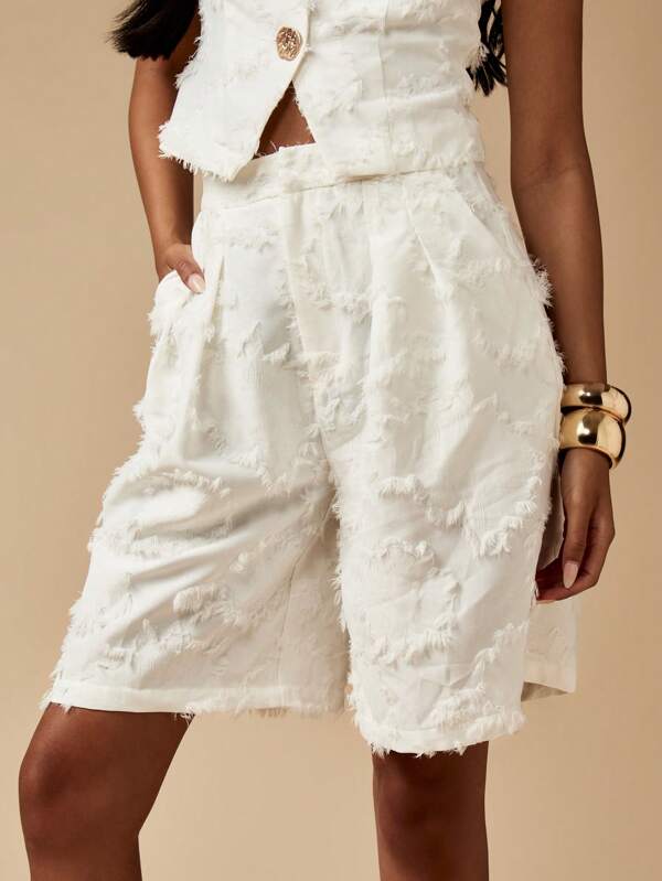 MISSGUIDED Raw Edge Woven Vest And Bermuda Shorts Co Ord