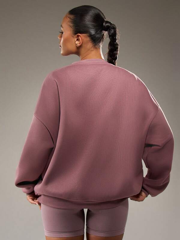 MISSGUIDED Relaxed Crew Neck Sweatshirt With Logo