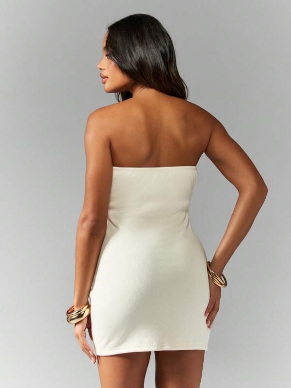 MISSGUIDED Rib Jersey Bandeau Mini Dress Cute Sundress