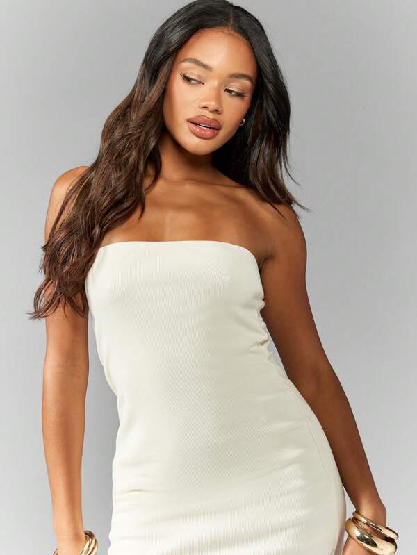 MISSGUIDED Rib Jersey Bandeau Mini Dress Cute Sundress