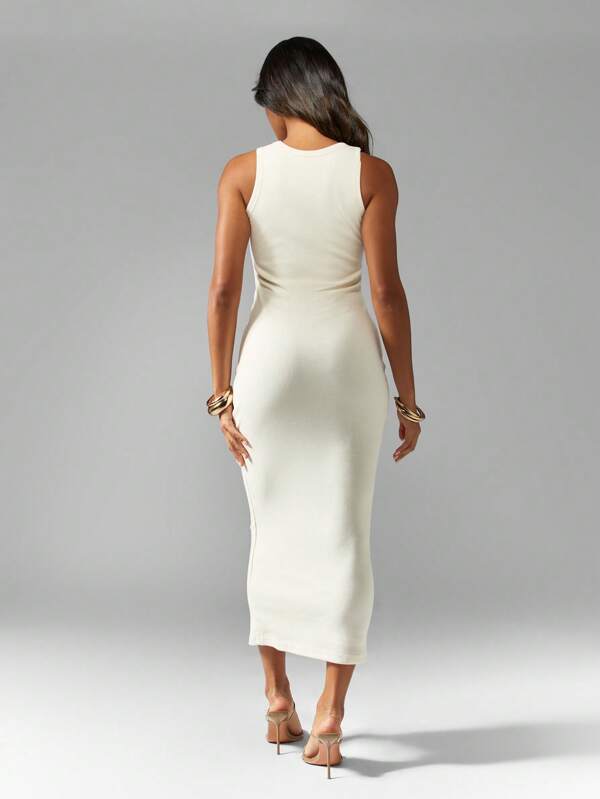 MISSGUIDED Rib Jersey Tank Midaxi Dress With Binding Cute Sundress