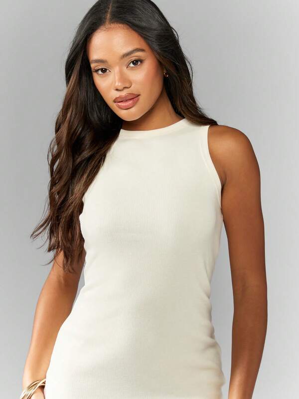 MISSGUIDED Rib Jersey Tank Midaxi Dress With Binding Cute Sundress