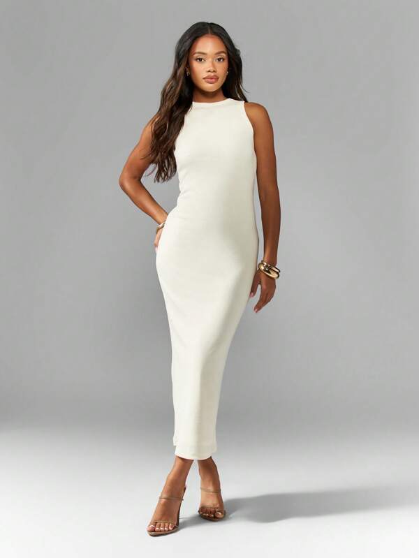 MISSGUIDED Rib Jersey Tank Midaxi Dress With Binding Cute Sundress
