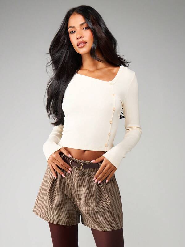 MISSGUIDED Ribbed Button Front Cardigan Top