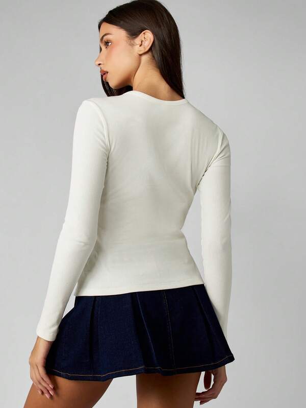 MISSGUIDED Ribbed Button Front Cardigan Top