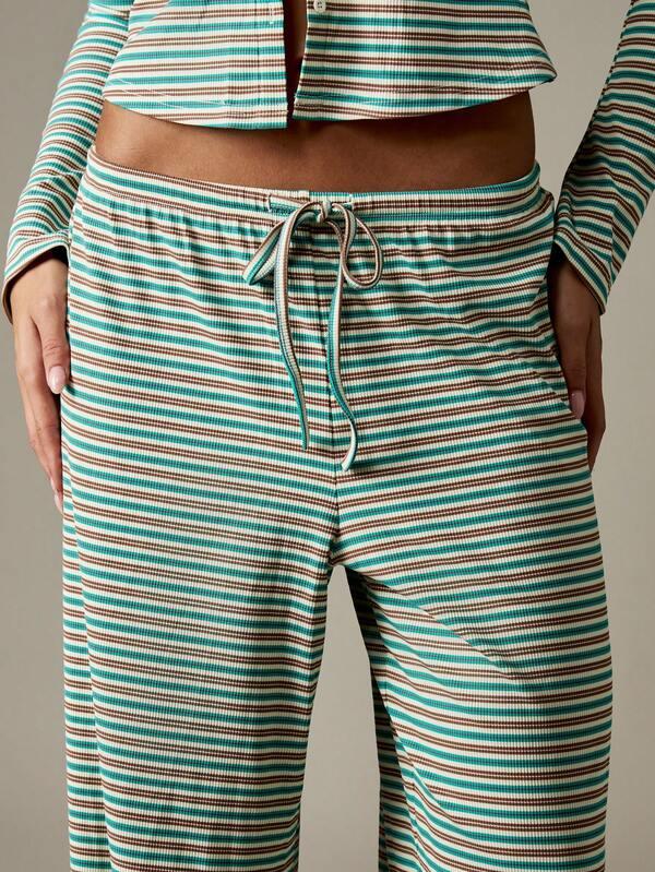 MISSGUIDED Ribbed Button Through Crop Top With Wide Leg Pants